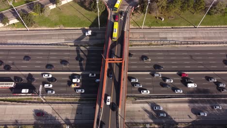 car traffic on bridge over busy pan-american highway, buenos aires in argentine