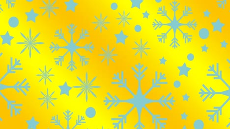 Animation-Von-Schnee,-Der-Zu-Weihnachten-Auf-Gelbem-Hintergrund-Fällt