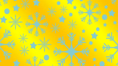 animation of snow falling at christmas on yellow background