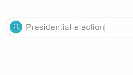 typing presidential election on the search bar of a website - close up