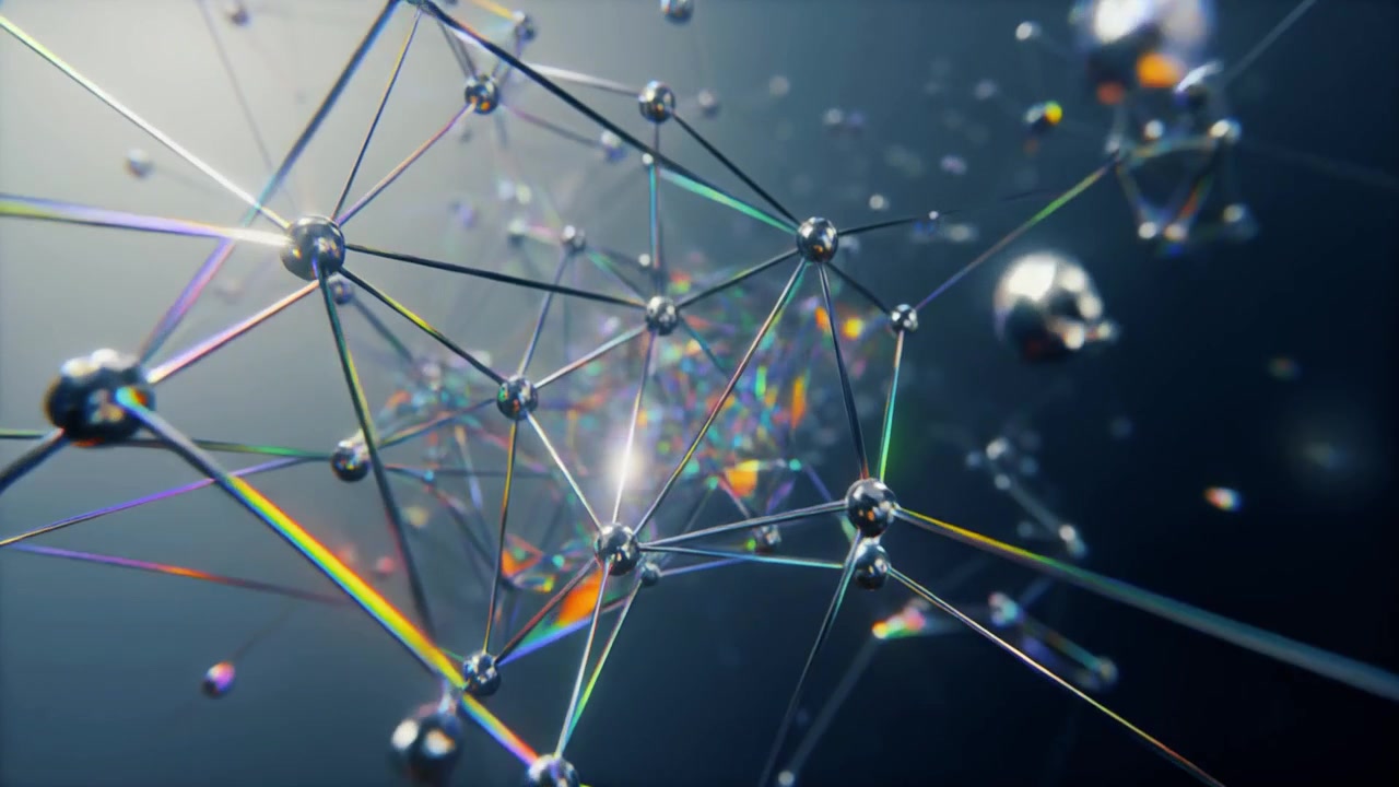 Abstract 3D Network of Connected Metallic Spheres with Rainbow Light Refractions