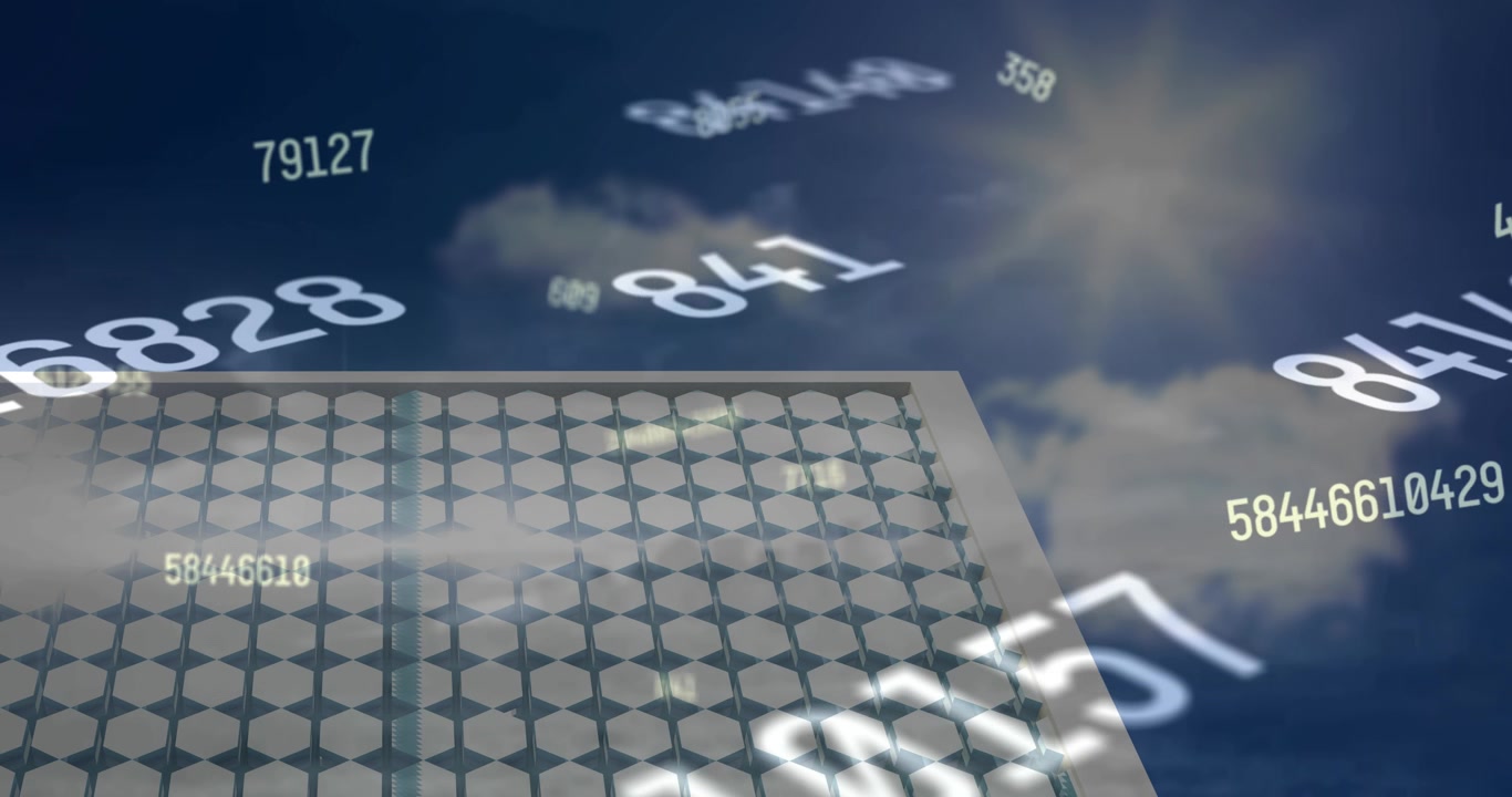 Animation of data processing over shapes and clouds