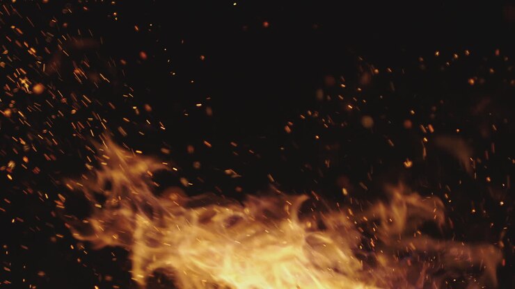 Burning fire and sparks