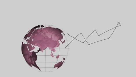 Animation-Des-Sich-Drehenden-Globus-Und-Handgezeichnete-Statistiken-Auf-Grauem-Hintergrund