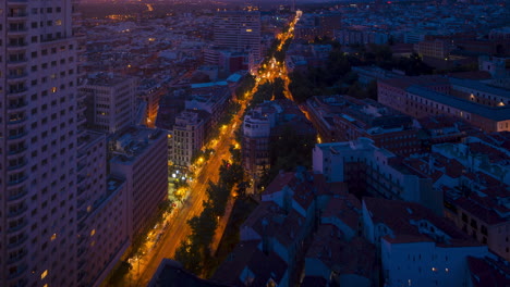 timelapse of madrid rooftops at sunset with beautifull colors and clouds