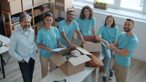 volunteers sorting donations at a donation center