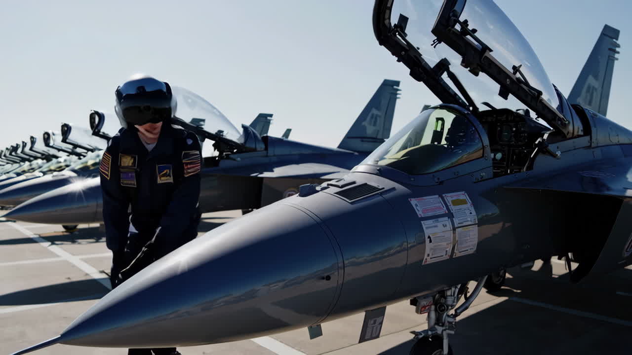 Military Personnel and Fighter Jets at an Airport