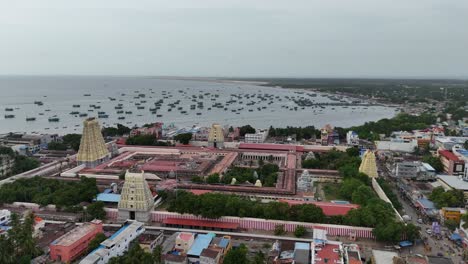 aerial view of sri ranganathaswamy temple in srirangam, india