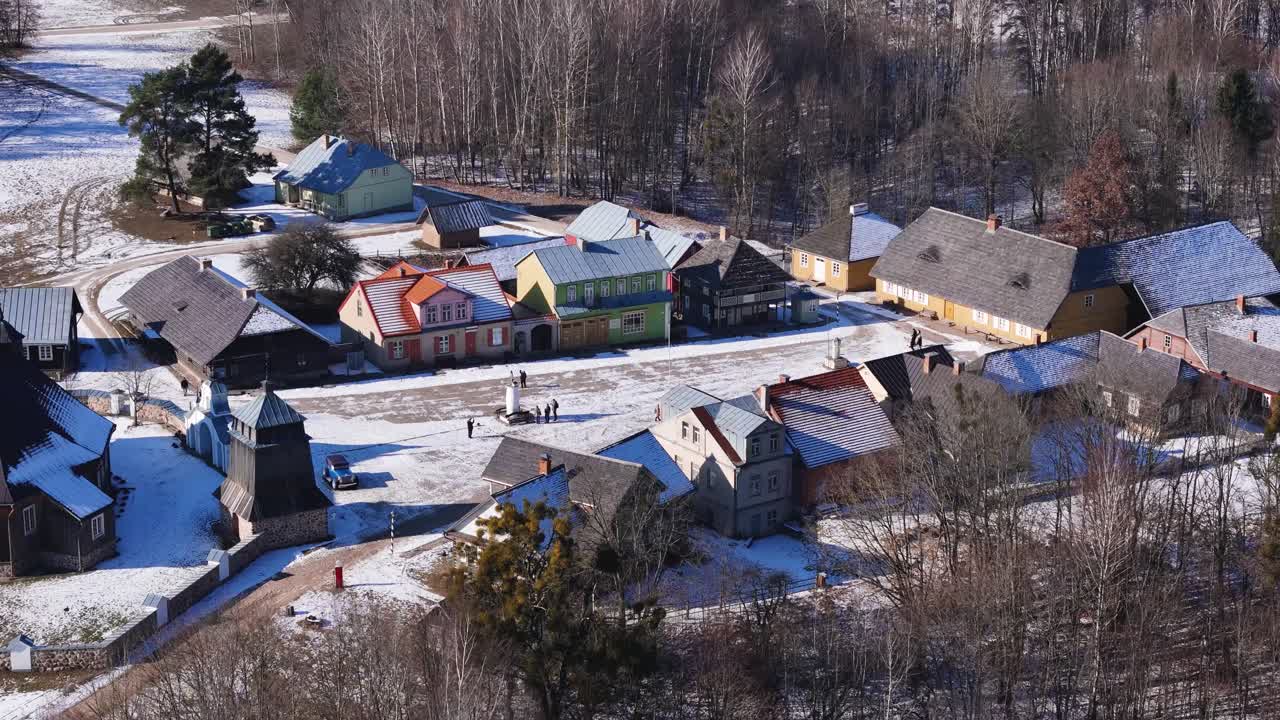 Historical town center in Lithuania, aerial view