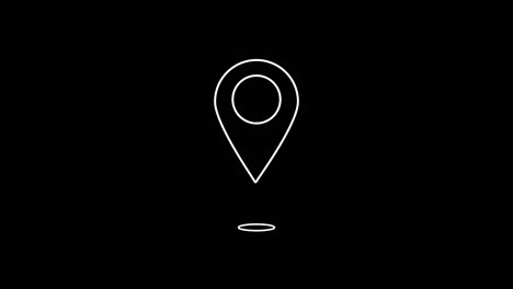 bouncing location marker icon, isolated on black and white backgrounds