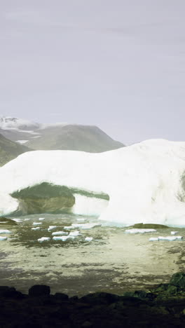 Majestic icebergs floating in the serene arctic waters on a calm day