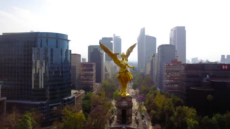 4k aerial view of a historical monument in mexico city