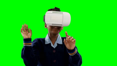schoolgirl using virtual reality headset 4k