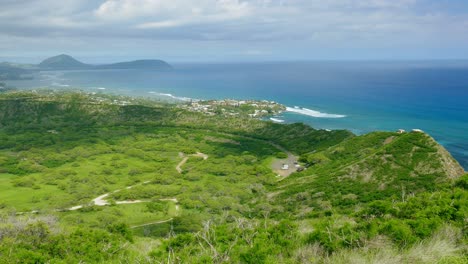 panoramic view of oahu coastline and hills