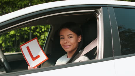 woman with licensed plate