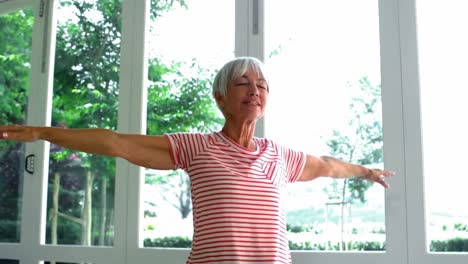 Ältere-Frau-Führt-Dehnübungen-Auf-Einem-Fitnessball-Durch