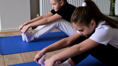 closeup of girls stretching