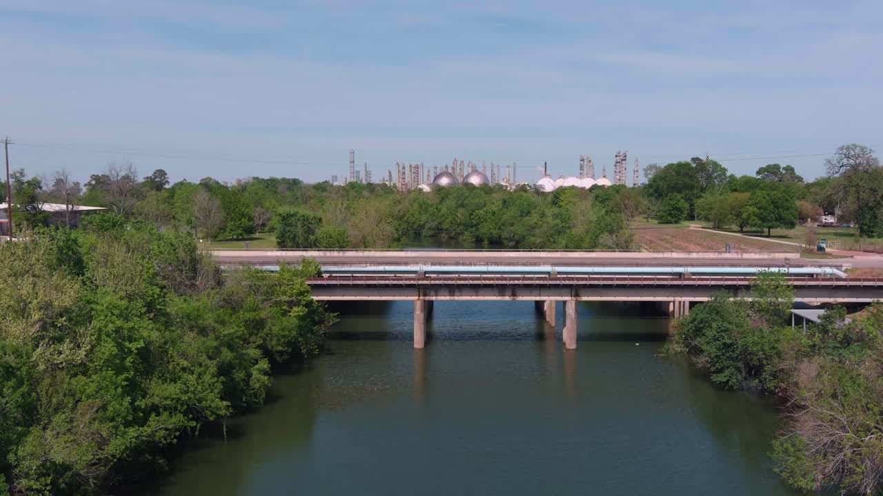 Vista aerea del Buffalo Bayou a Houston, Texas