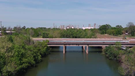 aerial view of the buffalo bayou in houston, texas