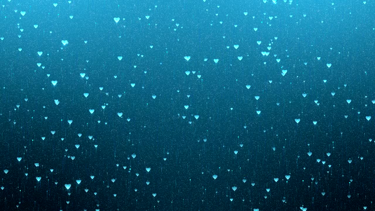 로맨틱한 발렌타인 데이 애니메이션: 파란색 배경에 움직이는 심장