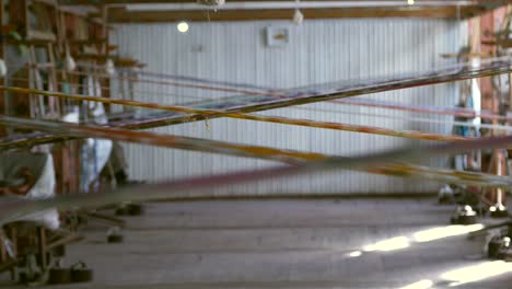 silk yarn on looms