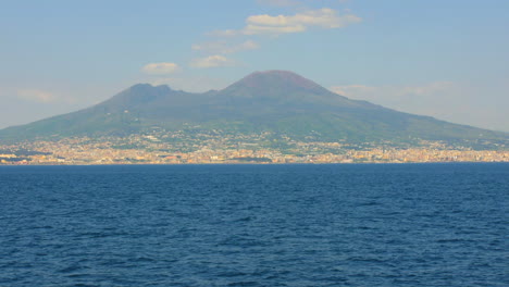 view of mount vesuvius from a boat, italy