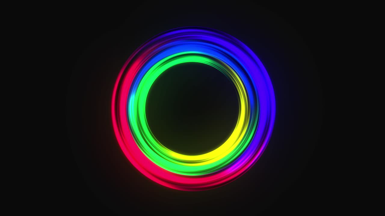 Anel Colorido Brilhante Girando em Fundo Preto
