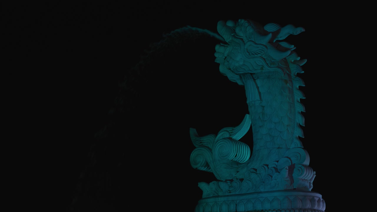 Dragon Carp Statue in Da Nang, Vietnam at night