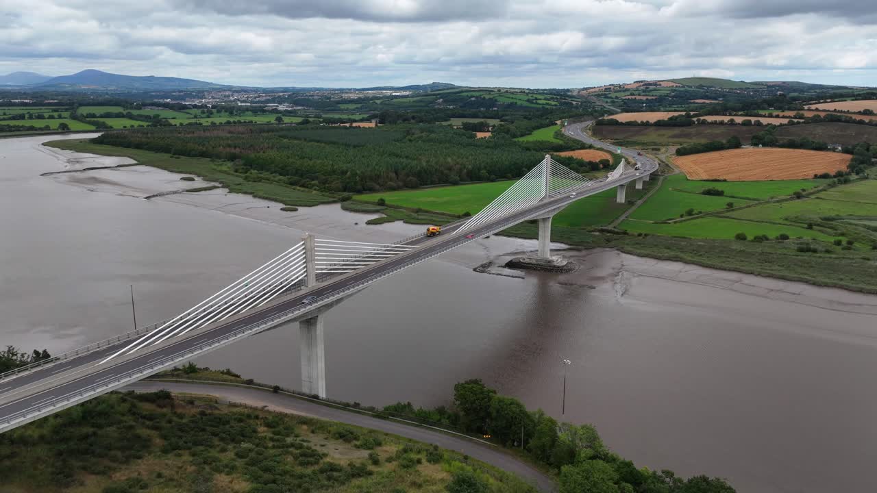Ireland Epic Locations drone timelapse of Rose Fitzgerald Kennedy Bridge spanning the River Barrow