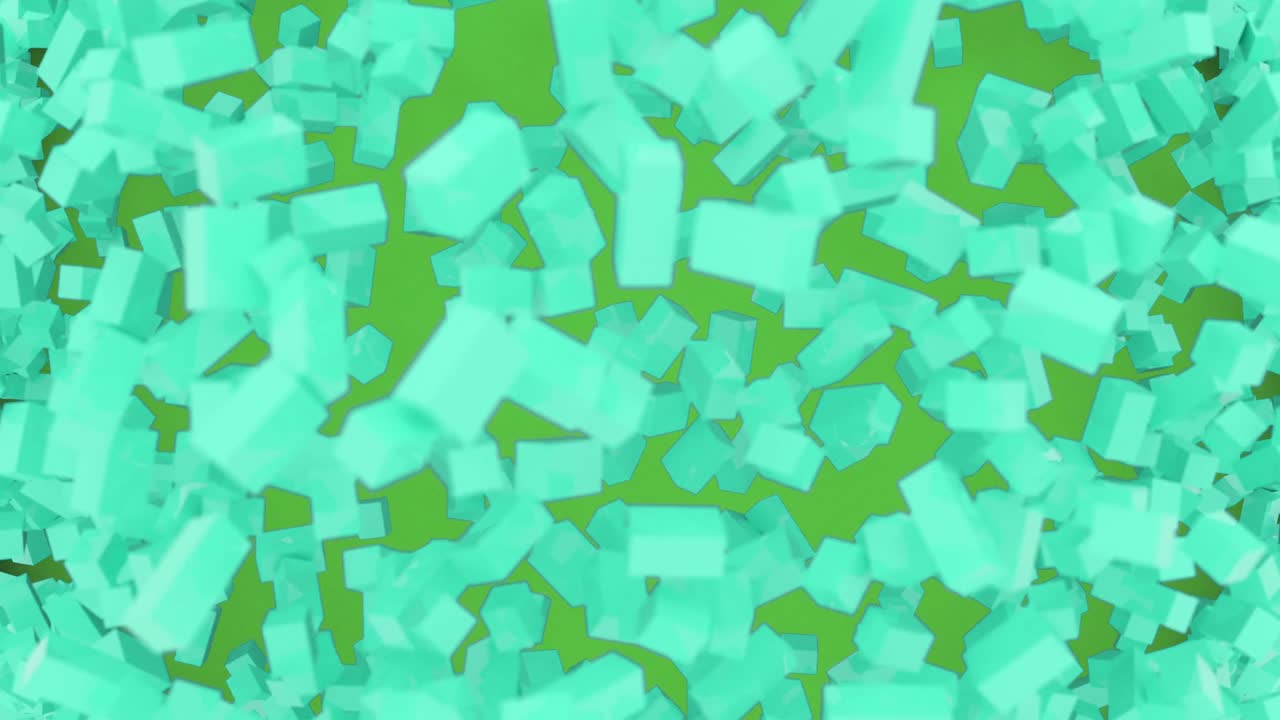 추상적인 3d 폭발 르키즈 폴리곤 모양의 녹색 화면 애니메이션 4k 컴퓨터 렌더링 루프 영상