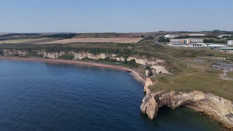 drone aerial view seaham seaside town in county durham, england. located on the durham coast north east england uk british city