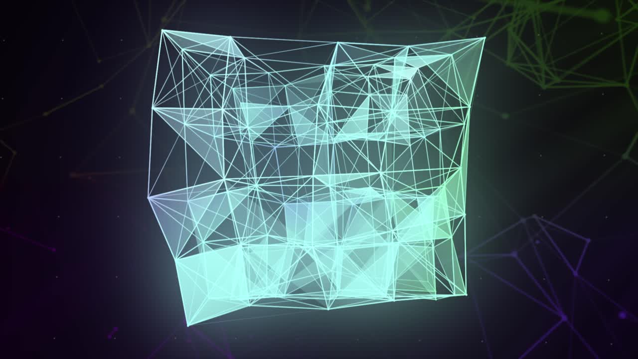 Abstract Geometric 3D Wireframe Shape with Glowing Lines