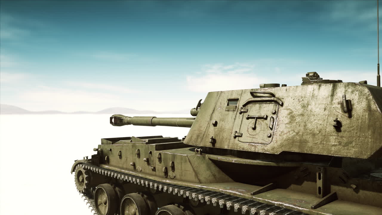 военный танк в белой пустыне