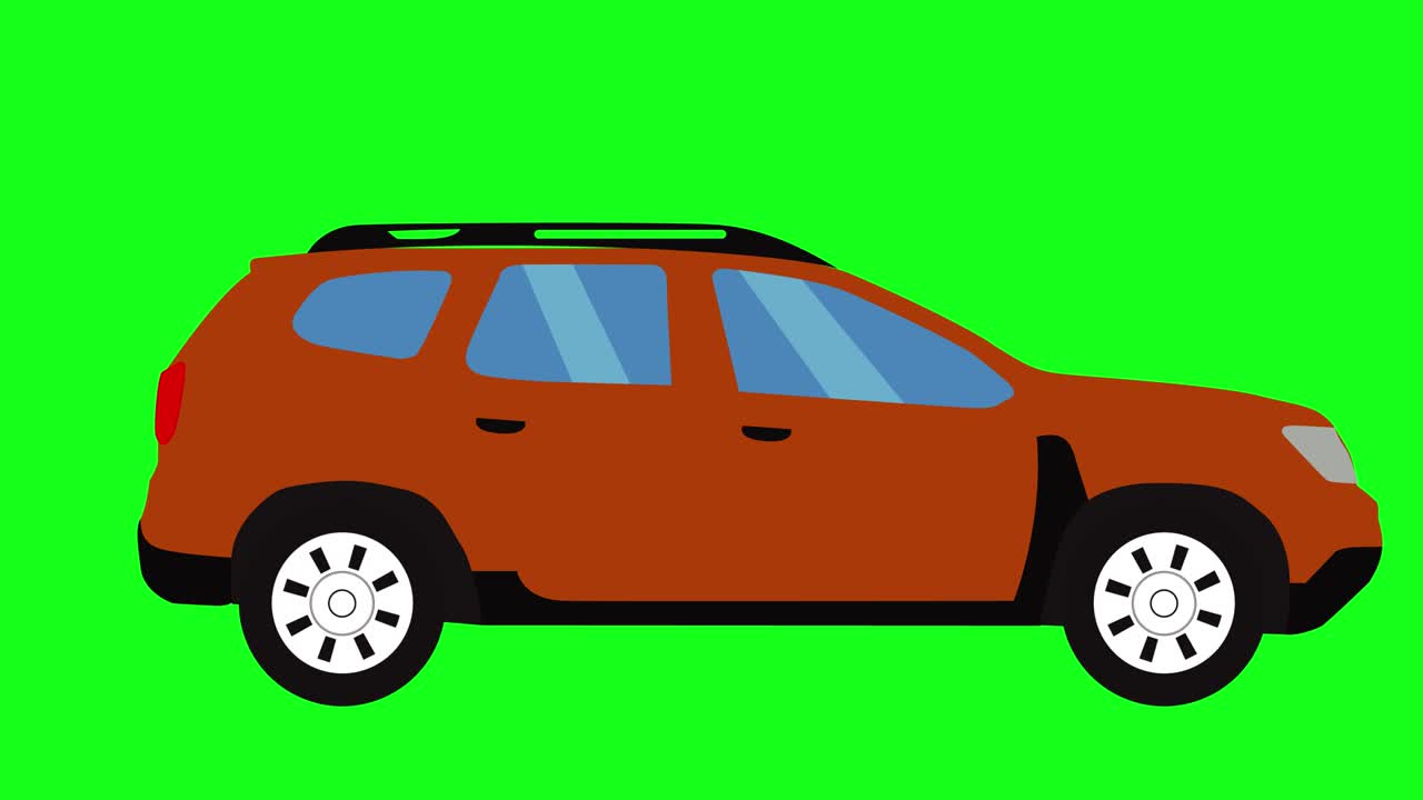 Animazione di auto in movimento, chroma key su schermo verde, elemento grafico sorgente