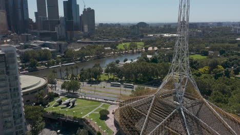 a smooth panoramic view of melbourne art precinct during the summers light