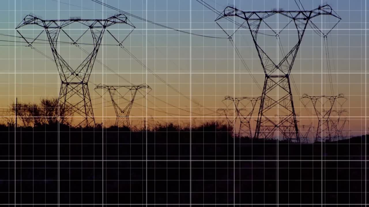 Animation of financial data processing over pylons