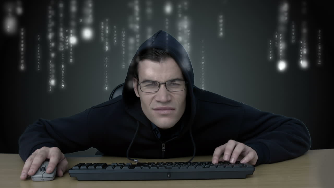 A hacker surfing on data 