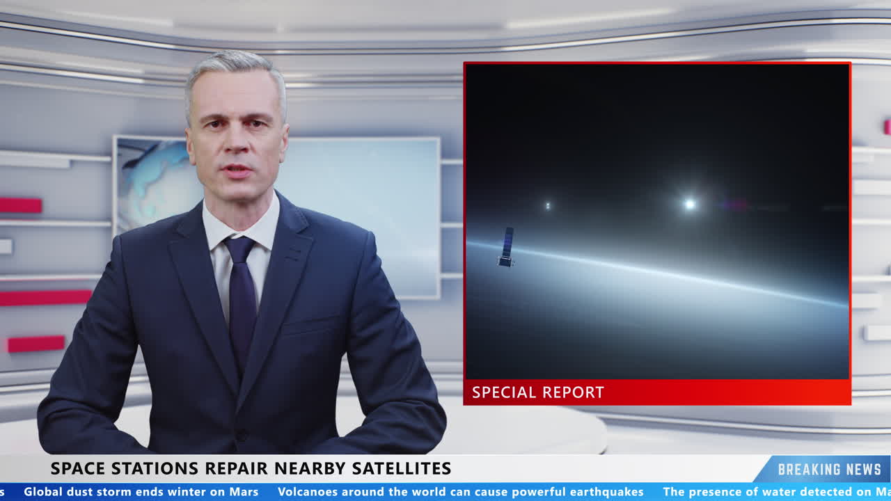 Male Anchor Reporting Space Station News