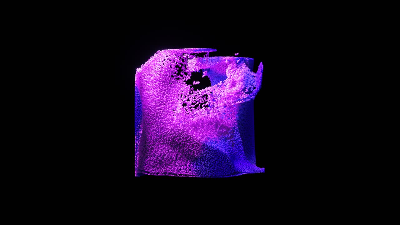 diseño abstracto de partículas púrpuras y azules