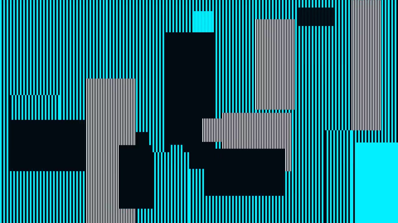 Abstract Motion Graphics with Cyan and Black Geometric Patterns