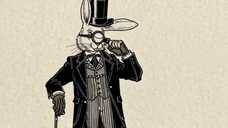 gentleman rabbit with monocle and top hat