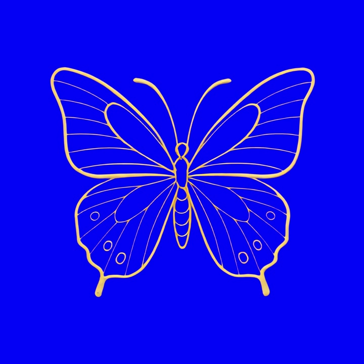 Contorno animato di farfalla gialla su sfondo blu