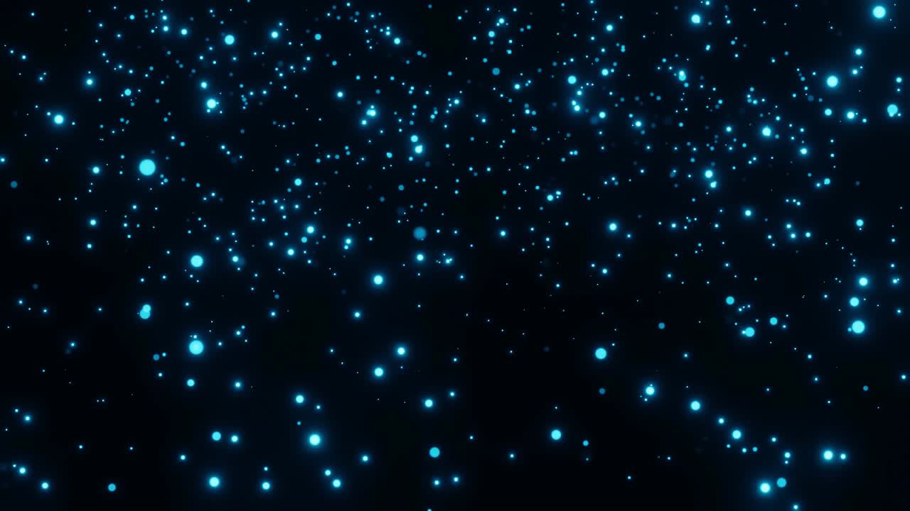 abstract Glittering shining blue Particles on black background 3D rendering