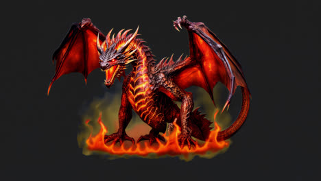 red dragon animation isolated asset, transparent 4k video, alpha channel, prores 4444