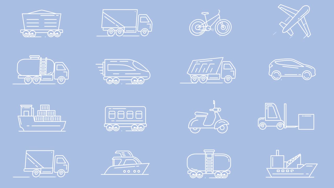 다양한 차량의 라인 아이콘