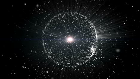 seamless loop, abstract background with circular shape formed of small particles. light ray effect.