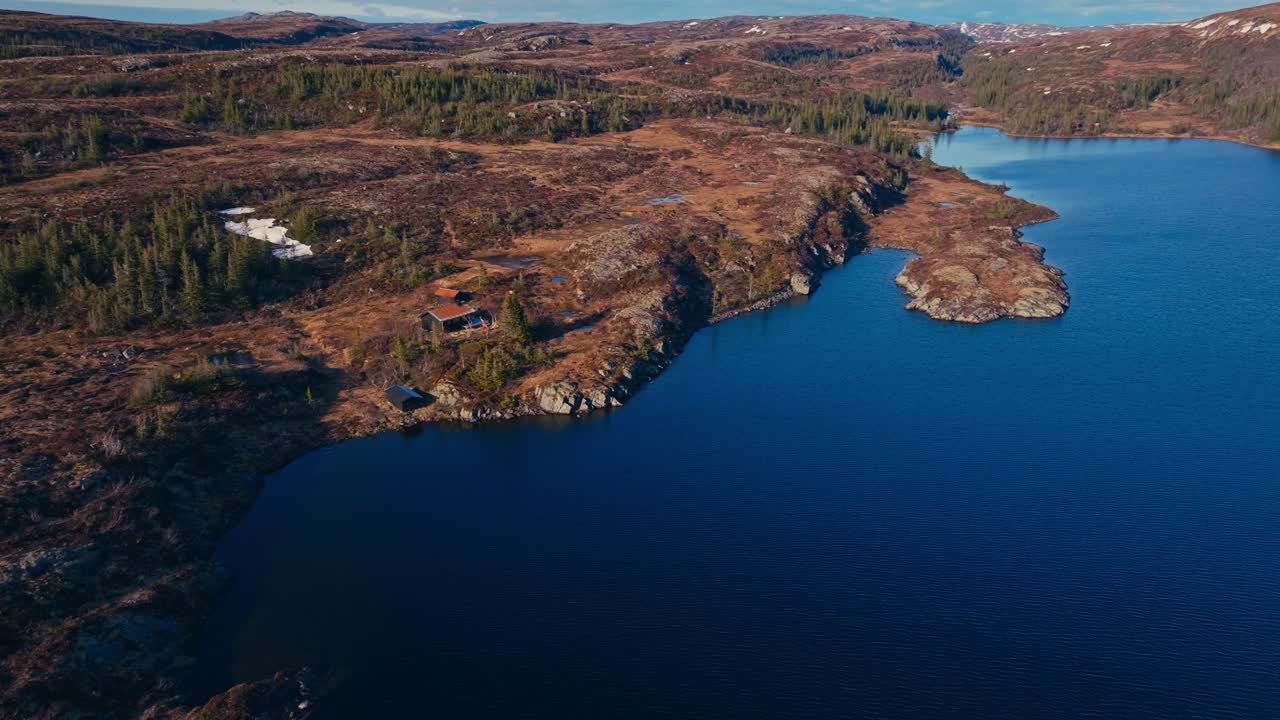 Flying Over Reinsjoen Lake In Norway - Drone Shot