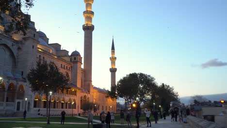 twilight scenery at süleymaniye mosque in istanbul with lovely view