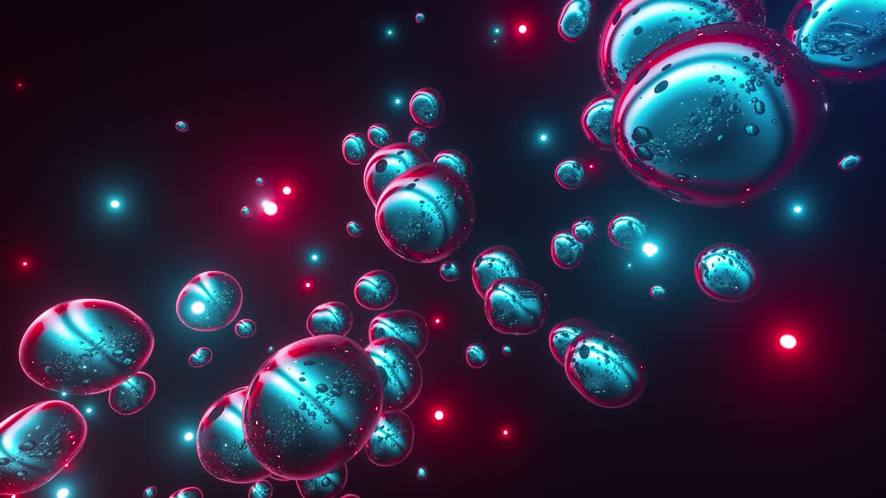 burbujas holográficas. fondo colorido creativo abstracto. hermoso flujo suave de bolas, esferas de neón, colores vibrantes de moda, pulsación suave. bucle sin costuras de 4k