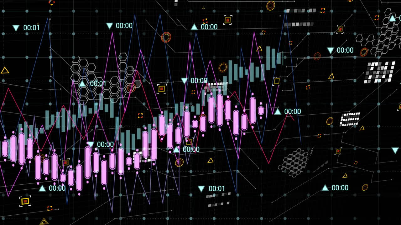 animación del procesamiento de datos a través de la red de red contra un fondo negro